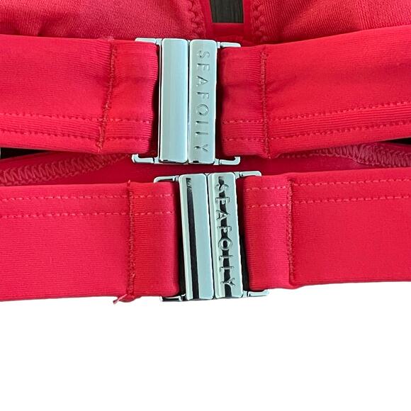 Seafolly Halter Bra Bikini Top Only Womens 2 Chilli Red Swimwear Beach Vacation - Picture 3 of 6